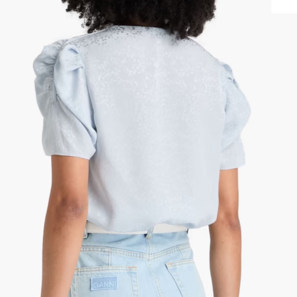 Frame Ruched silk-jacquard top in Light Blue - Picture 8 of 8